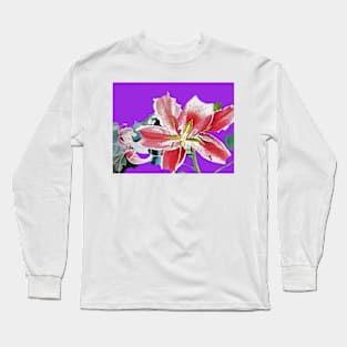 Red Lily Watercolor Painting Long Sleeve T-Shirt